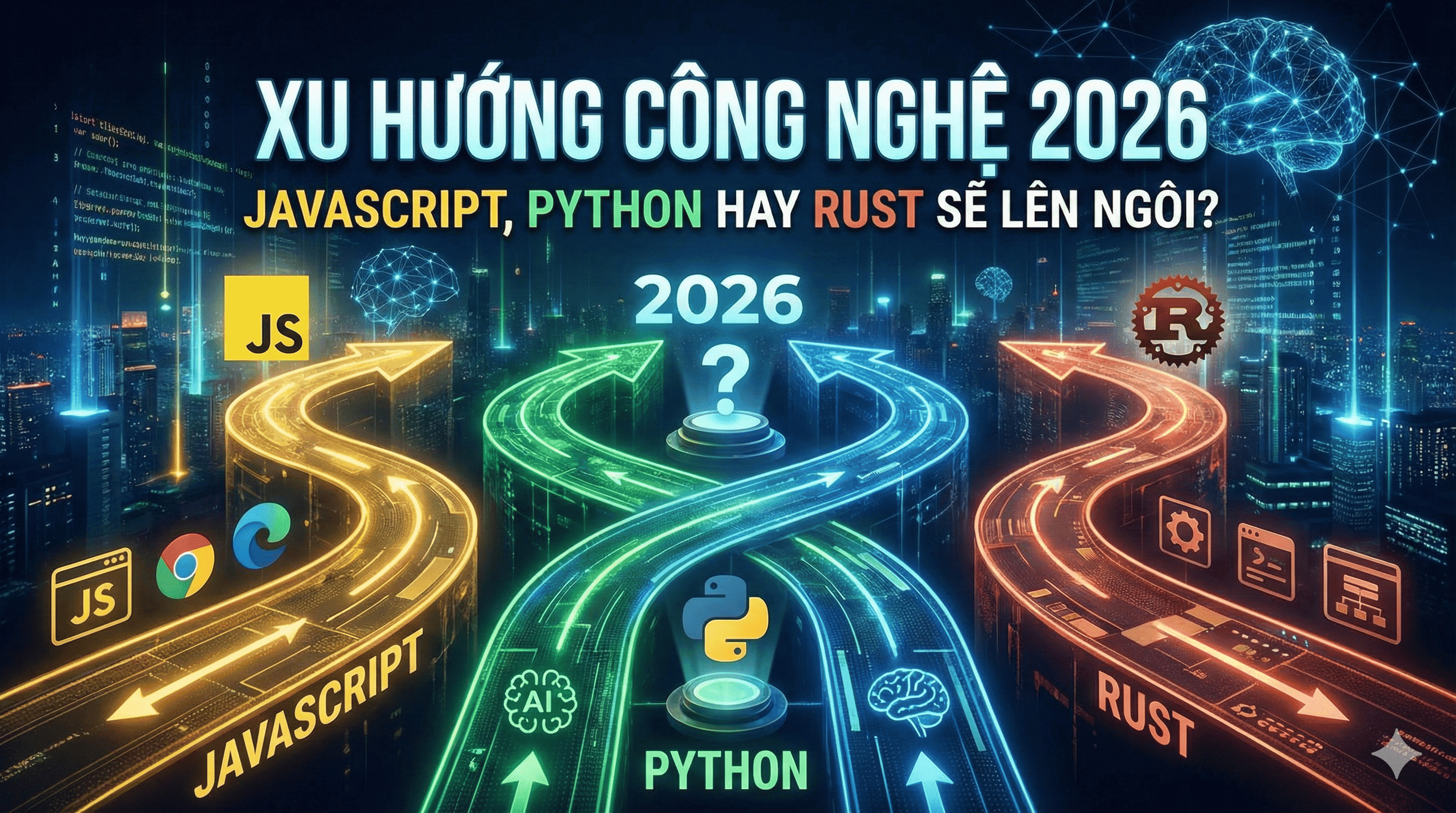 Xu hướng công nghệ 2026: JavaScript, Python hay Rust sẽ lên ngôi?